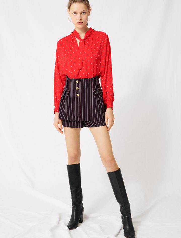 Maje Trompe-l'il-effect Striped Shorts