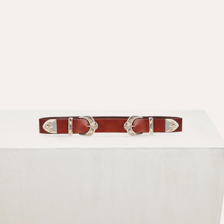Maje Double-buckle Belt In Leather