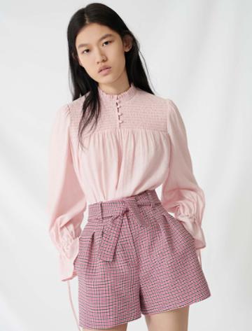 Maje Belted, Checked Shorts