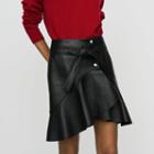 Maje Asymmetric Leather Skirt