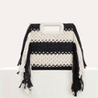Maje M Bag In Leather And Bicolor Knit