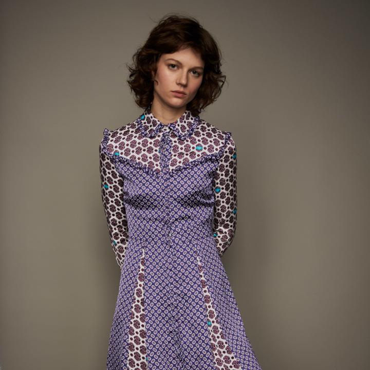 Maje Printed Satin Dress
