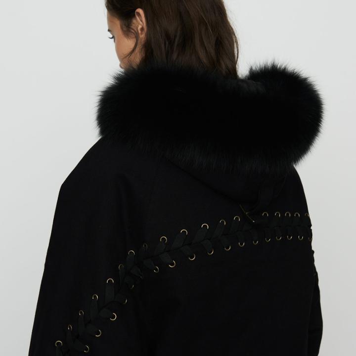 Maje Hooded Parka With Lacing