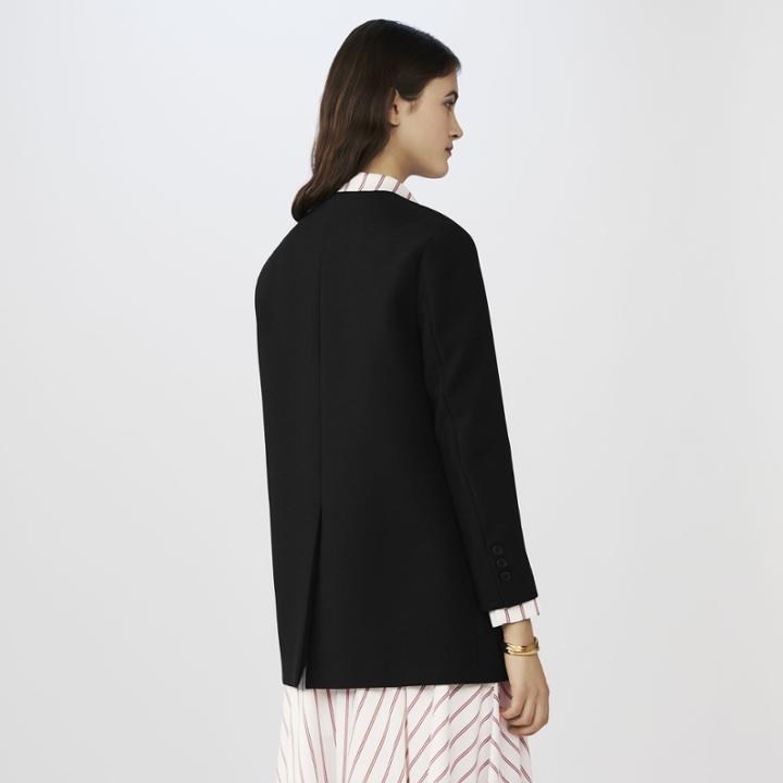Maje Collarless Cotton Blend Dress Jacket