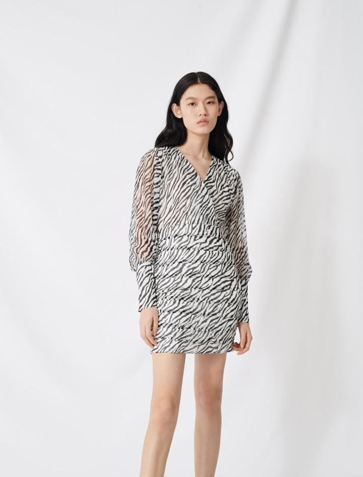 Maje Shirred Printed Muslin Dress