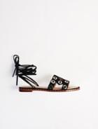 Maje Suede Tie Sandals With Eyelets