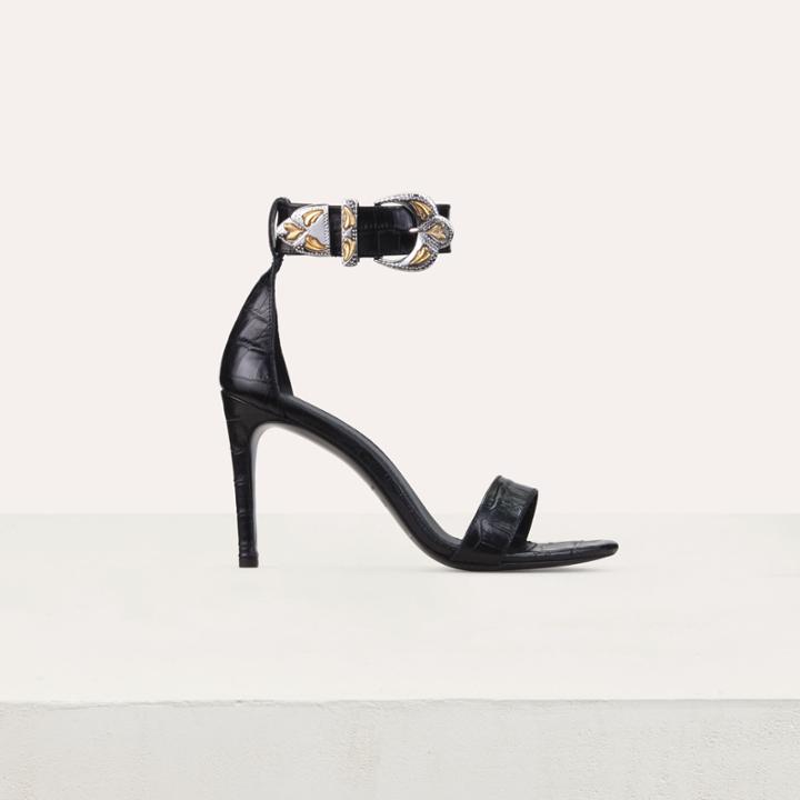 Maje Crocodile Heeled Sandals