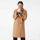 Maje Long Coat With Wide Woolen Collar
