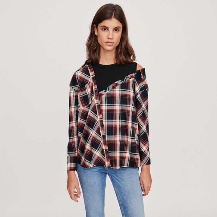 Maje Trompe-l'oeil Checkered Shirt