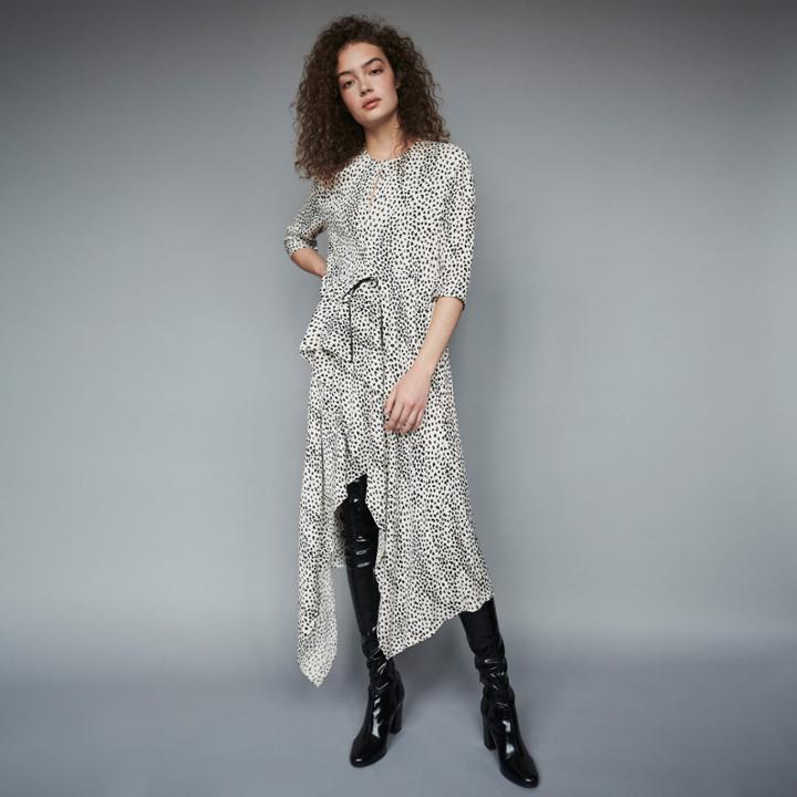 Maje Jacquard-printed Asymmetrical Dress