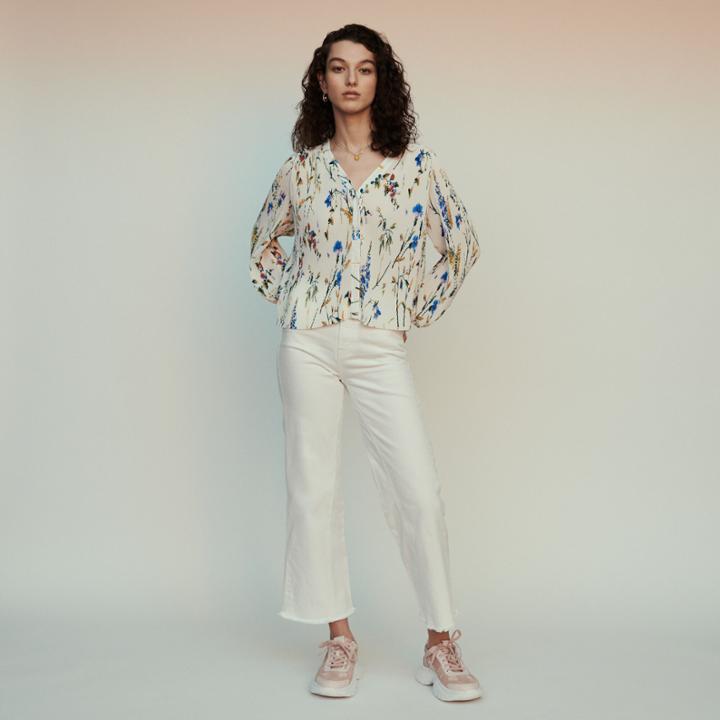 Maje Pleated Printed Jewel Top