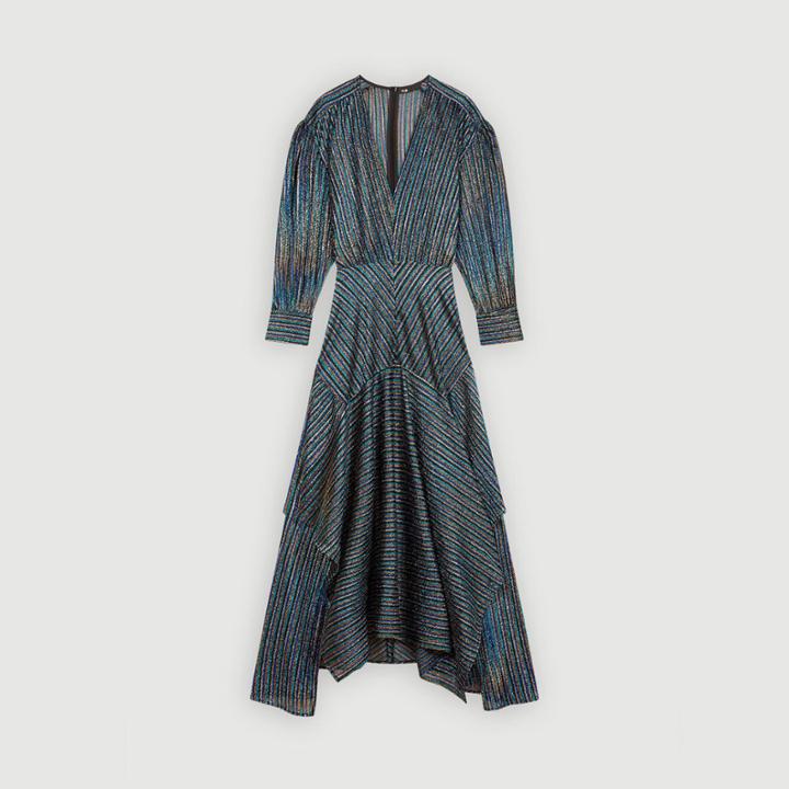 Maje Striped Lurex Scarf Dress