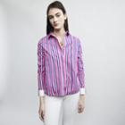 Maje Striped Cotton Shirt With Snaps
