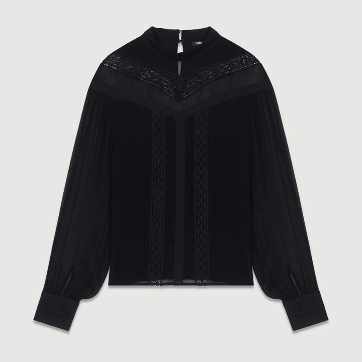 Maje Ruffled Shirt With Embroidery