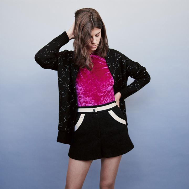 Maje Tweed-style Shorts With Contrast Stripes