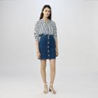 Maje Denim Skirt With Novelty Cuts