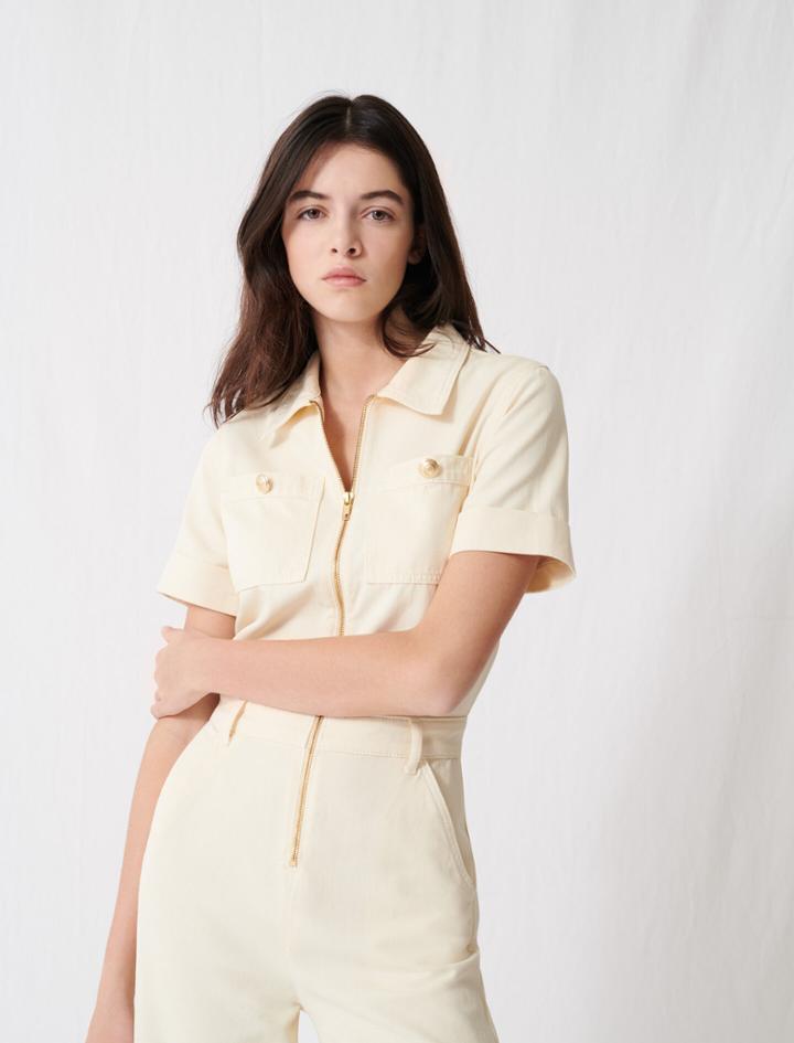 Maje Workwear Cotton Canvas Jumpsuit