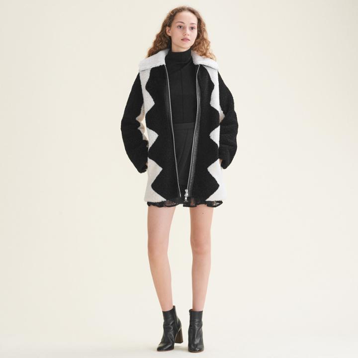 Maje Two-tone Sheepskin Coat