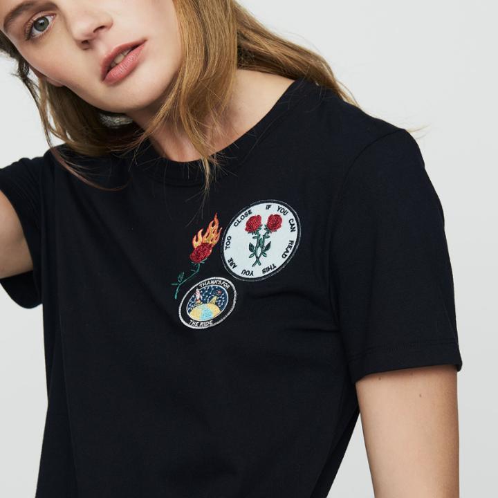 Maje Cotton T-shirt With Patch