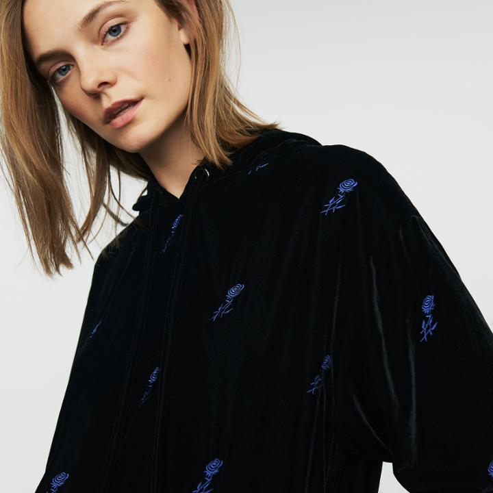 Maje Hooded Sweatshirt With Embroidered