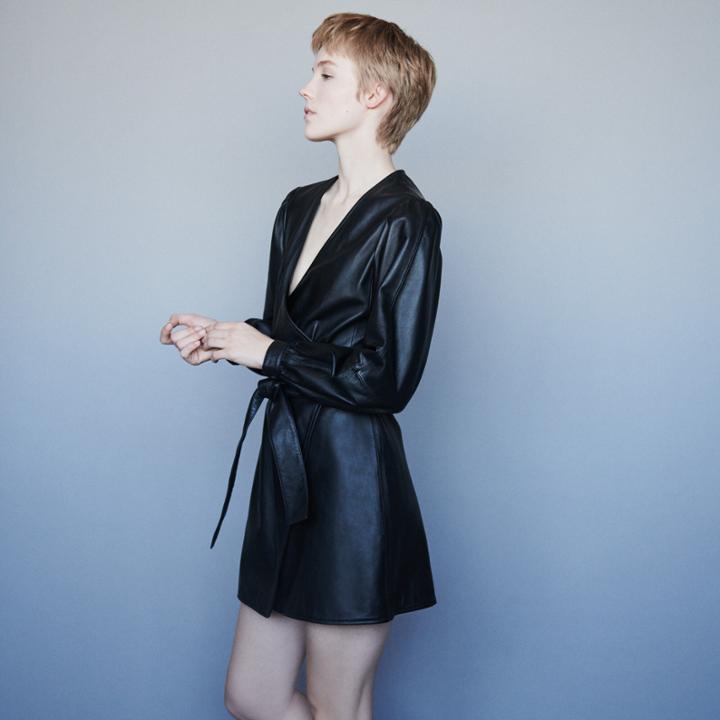 Maje Leather Wrap Dress