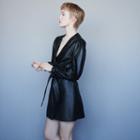 Maje Leather Wrap Dress