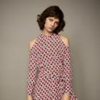 Maje Printed Cold-shoulder Dress