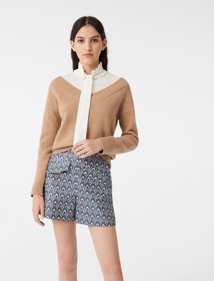 Maje Mixed Fabric Layered Sweater