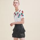 Maje Flounced Leather Skirt