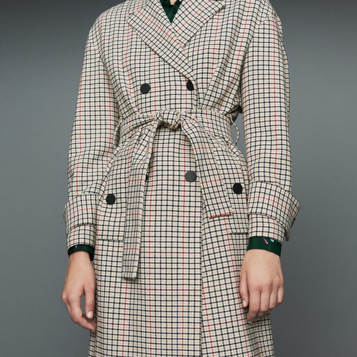 Maje Straight Plaid Coat