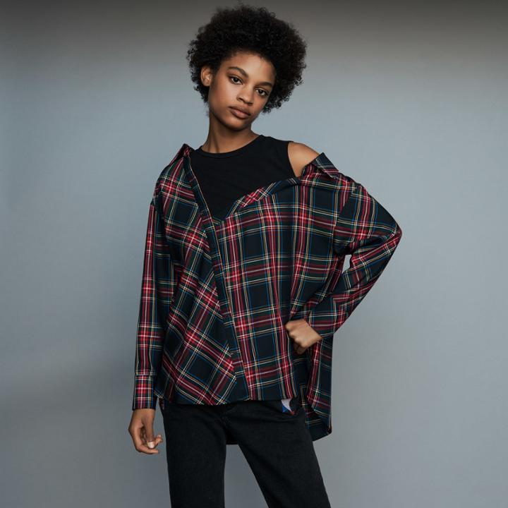 Maje Deconstructured Plaid Shirt