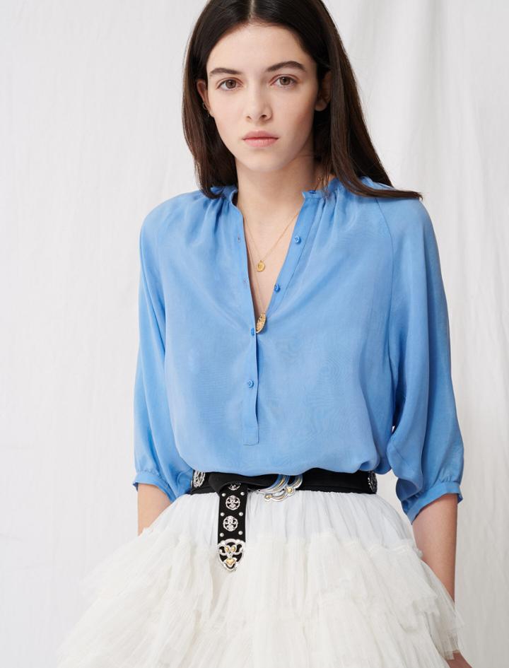 Maje Buttoned Top With Shirring