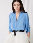 Maje Buttoned Top With Shirring