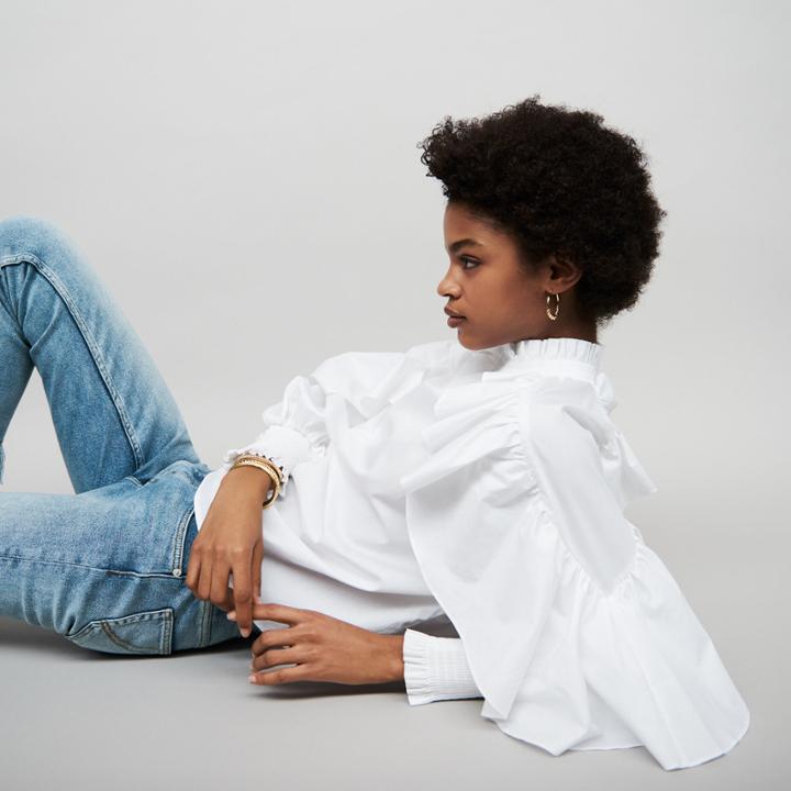 Maje Ruffled Cotton Poplin Blouse