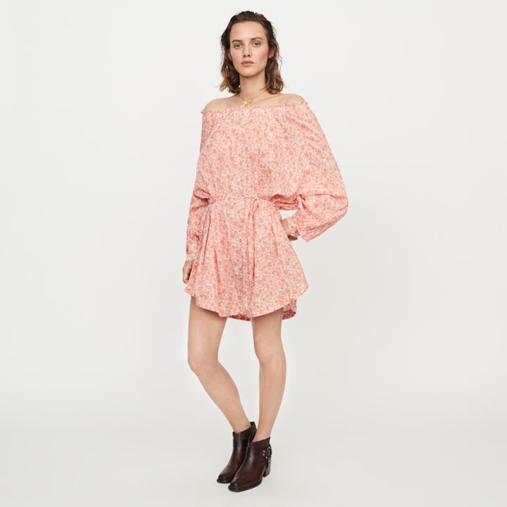Maje Short Floral-print Cotton Voile Dress