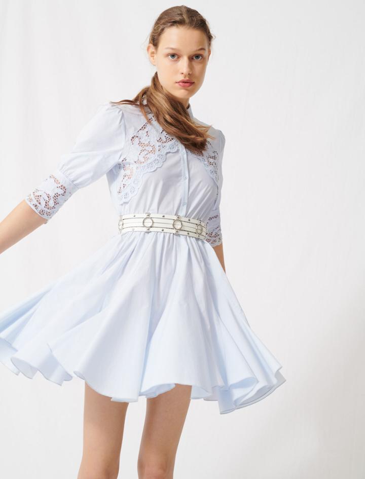 Maje Skater Dress With Tie Belt