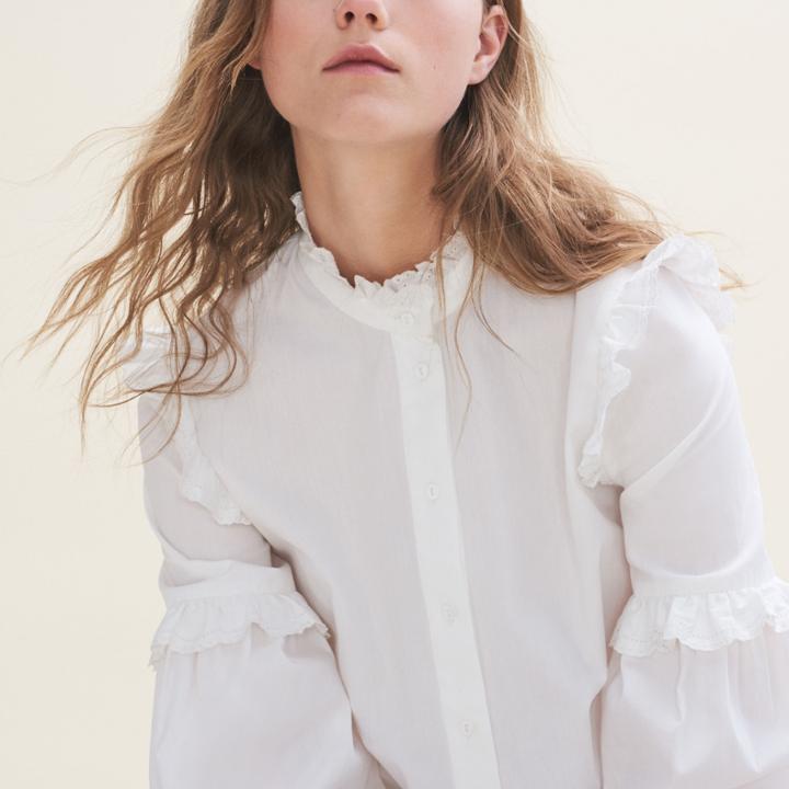 Maje Poplin Shirt With Frills