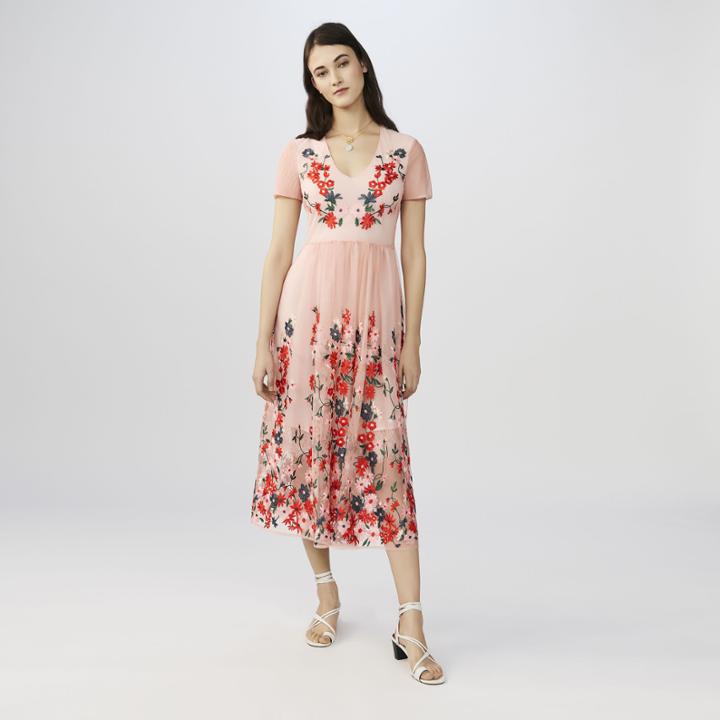 Maje Maxi Dress In Embroidered Tulle