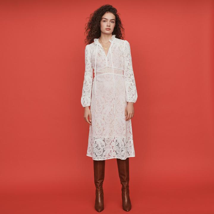Maje Guipure Lace Midi Dress