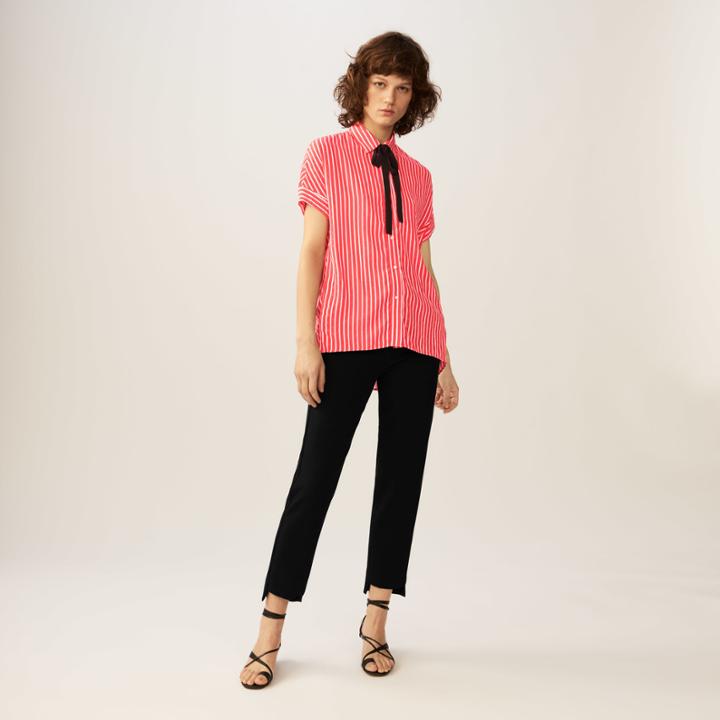 Maje Striped Shirt With Ascot Tie