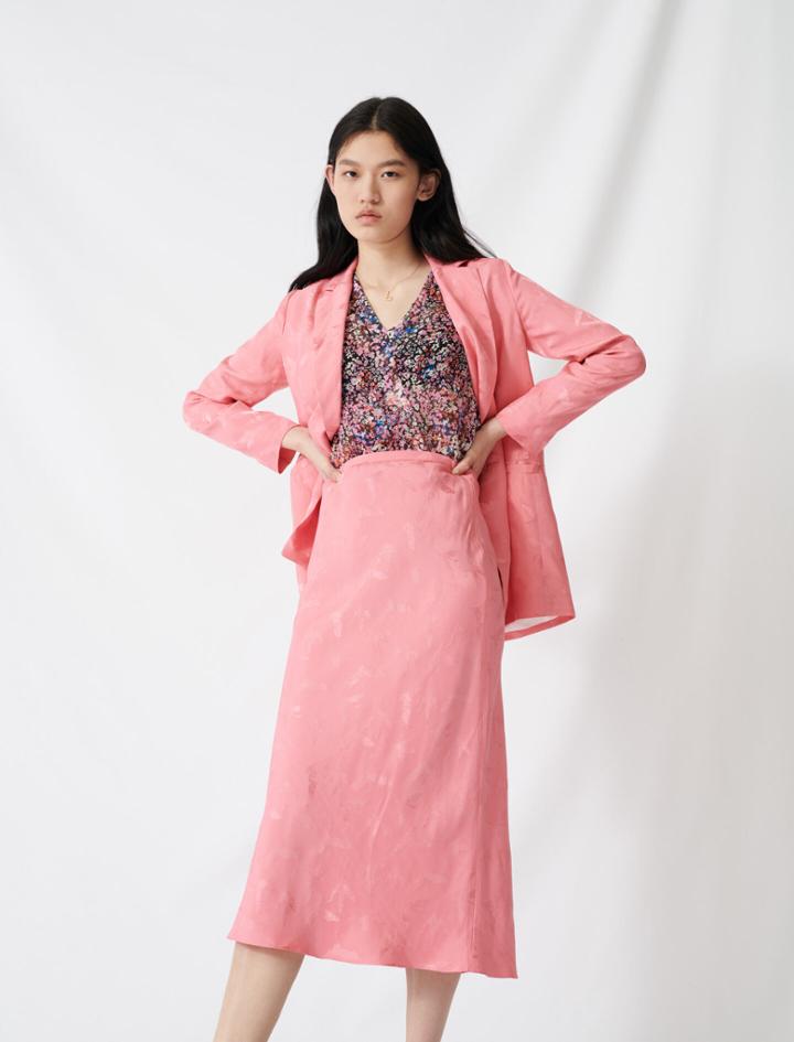 Maje Satiny Jacquard Maxi Dress