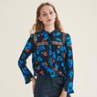 Maje Printed Blouse With Lace