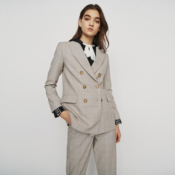 Maje Double-breasted Checked Blazer