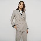 Maje Double-breasted Checked Blazer