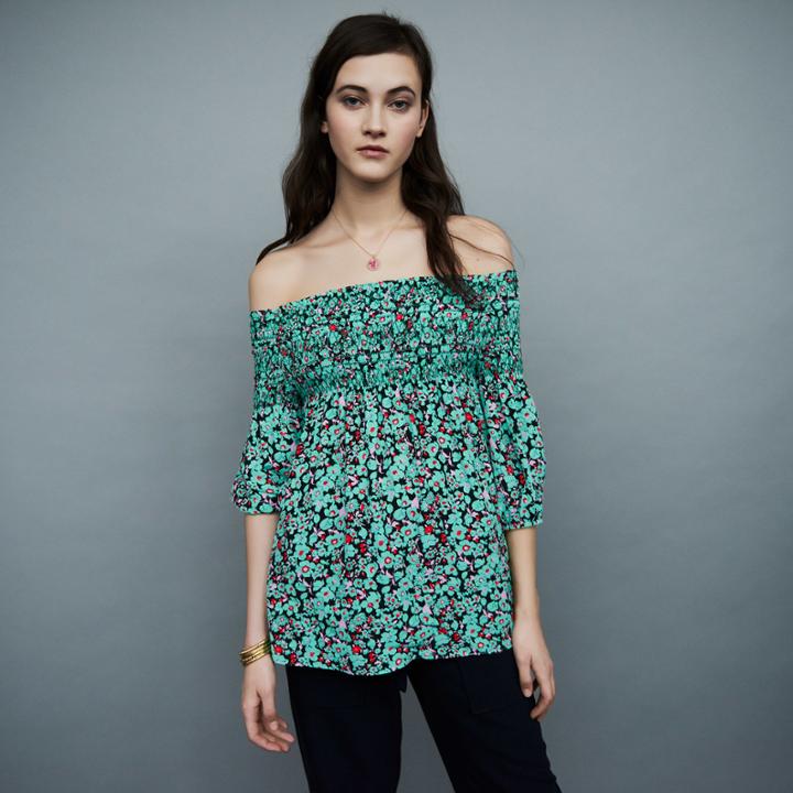 Maje Printed Cold-shoulder Top
