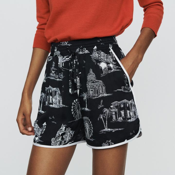 Maje Shorts With Paris Print