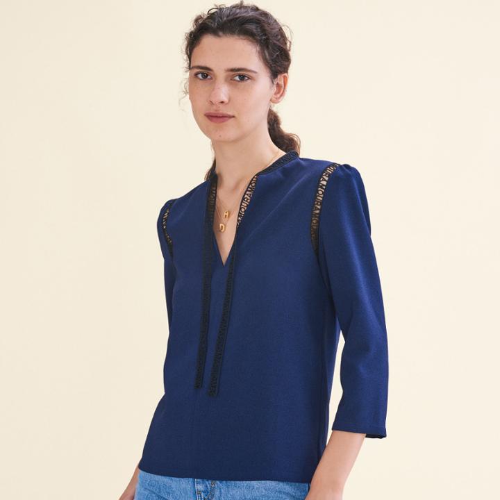 Maje Blouse With Braid Trim