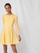 Maje Yellow Jacquard Skater Dress