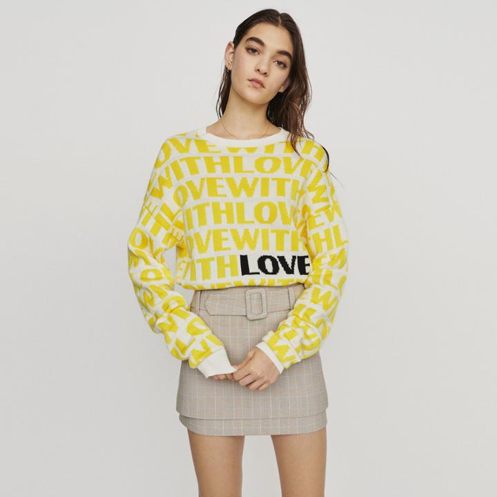Maje Belted Checked Short Skirt