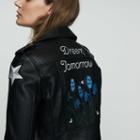 Maje Embroidered Leather Jacket